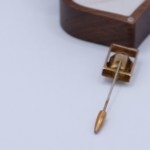 Vintage Art Deco Faceted Rhinestone Stick Pin Brooch 3” Goldtone Statement Piece - Picture 9 of 15